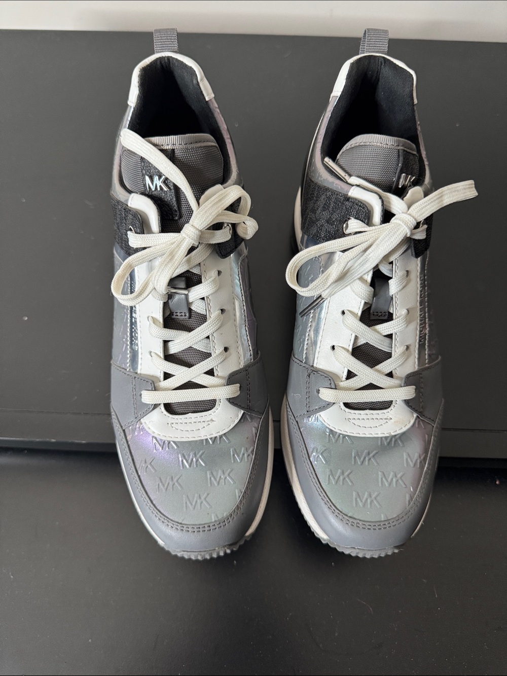 Michael Kors Iridescent Grey MK Logo Lace-Up Sneakers